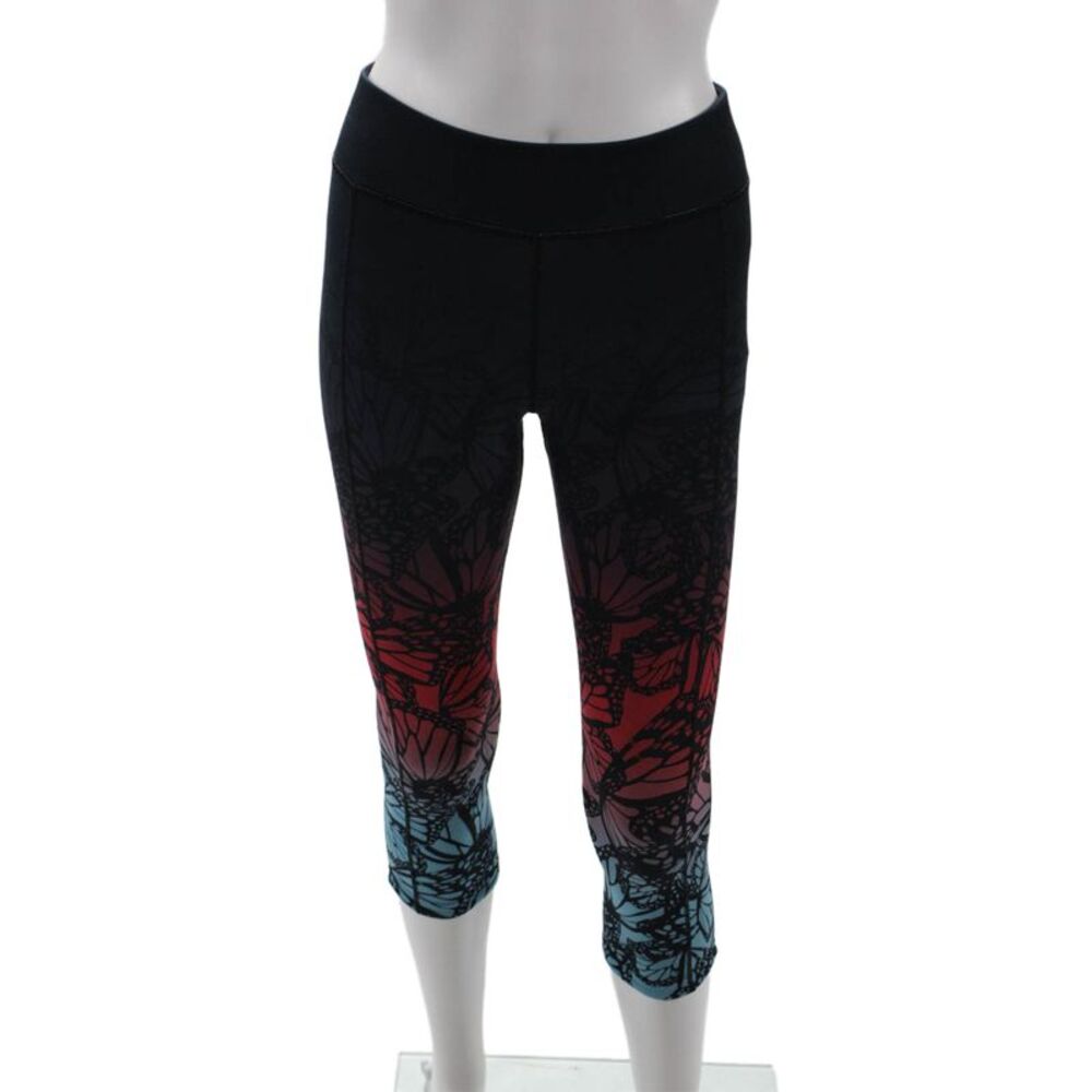 Sweaty Betty Women Capri Cropped Black Butterfly Graphic Leggings Size S